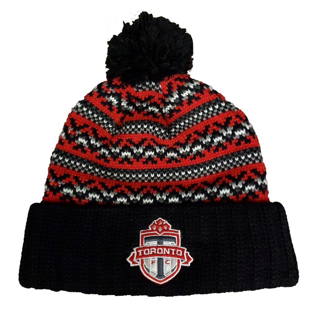 Toronto FC Mitchell &‎ Ness MLS Cuff Knit Beanie Pom Hat Cap Black Red NWT